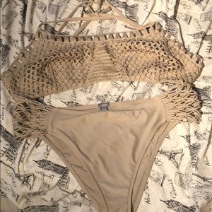 Beige crocheted bikini